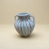 White double-ear ceramic sealed jar with red, black and green wavy patterns, ceramic glass set details Picture